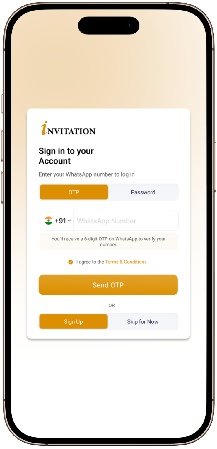 Invitation App Mobile Interface Mockup